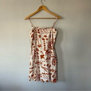 Alemais Linen Mini Dress Cream & Rust Pina Colada Size 8 NWT